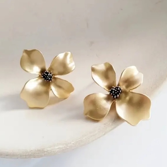 Anthropologie Jewelry - NWOT Ava 14K Gold Plated Flower Earrings